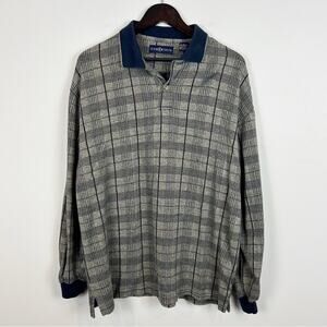 Vintage Ron Chereskin Golf Long Sleeve Notch Collar Polo Shirt Size Large